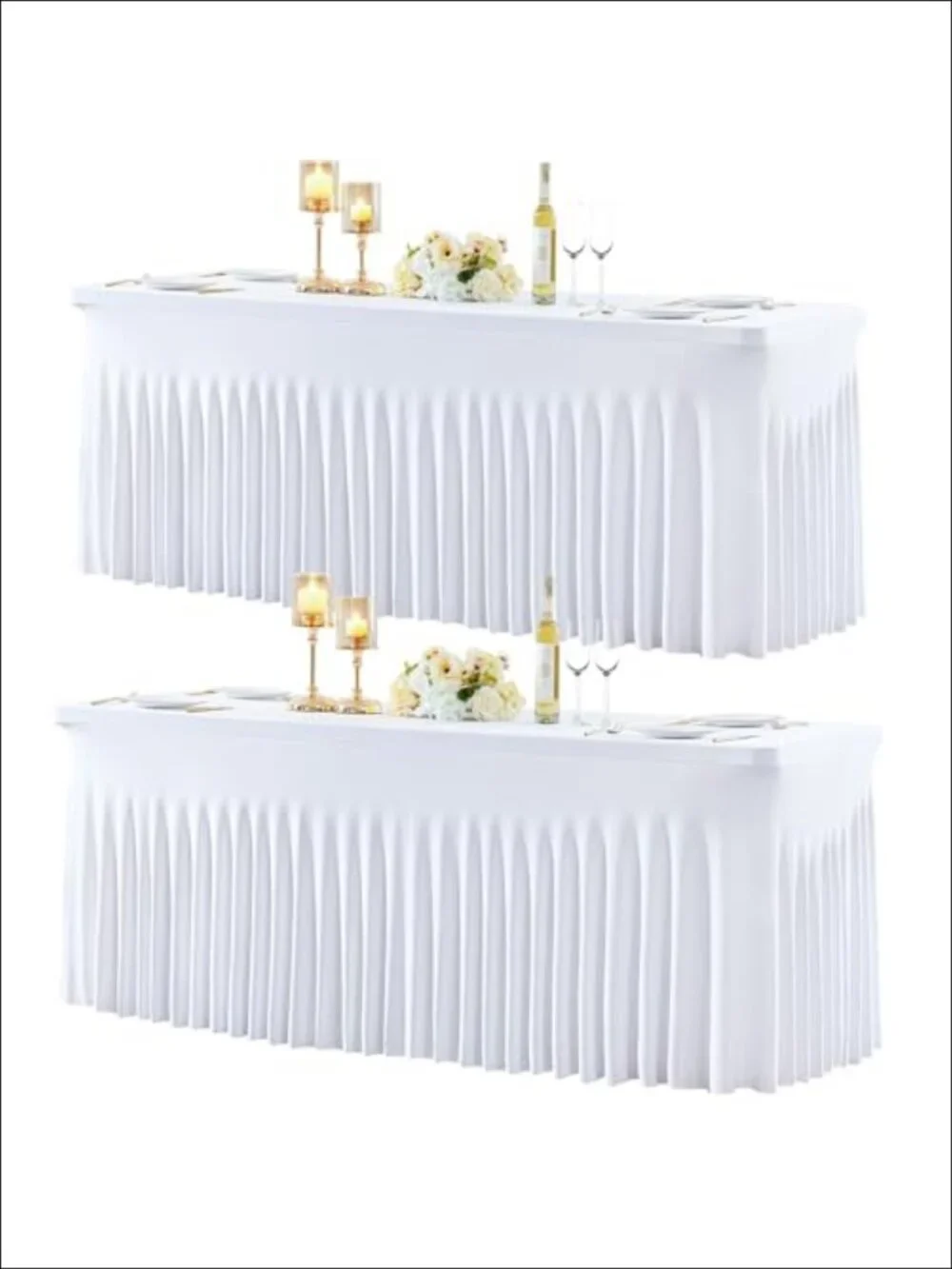 2 Pack Spandex Fitted Tablecloth 6ft Rectangle Wrinkle Free Stretch Table Cover